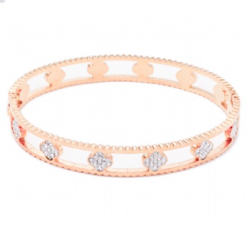 Stainless steel tricolor flower bangle bracelet jewelry