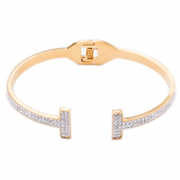 Stainless steel infinity t bangle rhinestone bracelet  jewelry