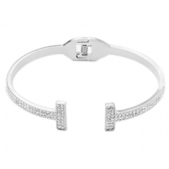 Stainless steel infinity t bangle rhinestone bracelet  jewelry