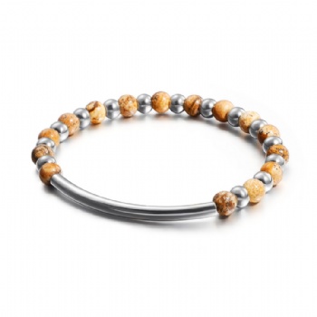 Stainless steel natural stone bead bracelet jewelry
