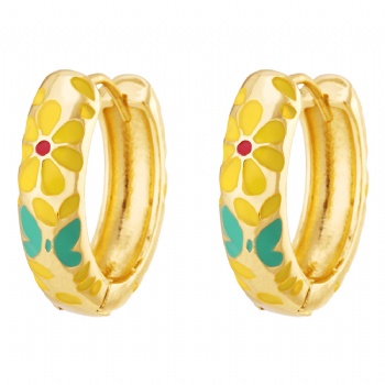 18k gold plated enamel earrings jewelry for women wholesale oil drop hoop earrings