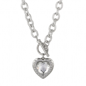 Stainless steel crystal glass heart pendant necklace jewelry