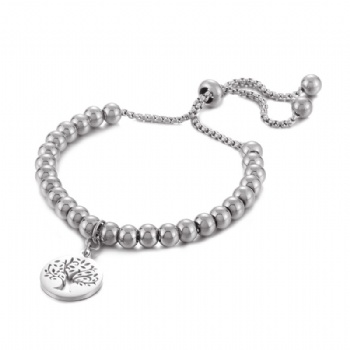 Stainless steel bead bracelet gold plated jewelry tag bracelet