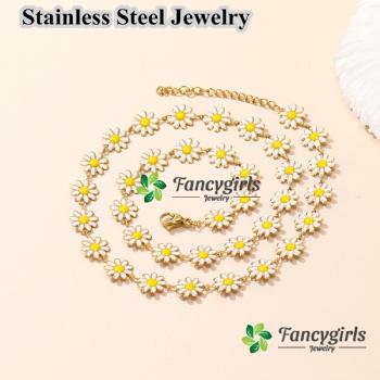 Stainless steel oil enamel colored necklace for women