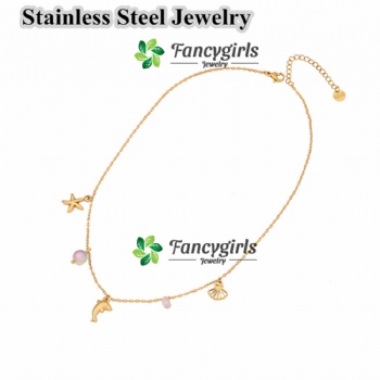 Stainless steel starfish pendant necklace sea series necklace for summer